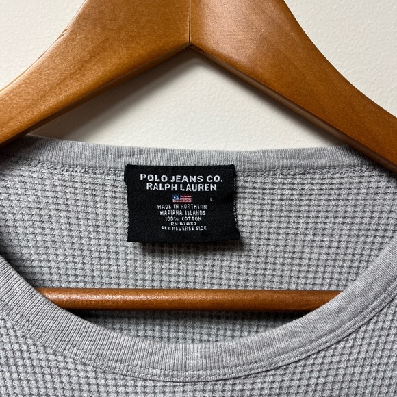 Polo Ralph Lauren Sweater Shirt Mens Large Waffle Fisherman Knit Thermal Vintage - Picture 4 of 8